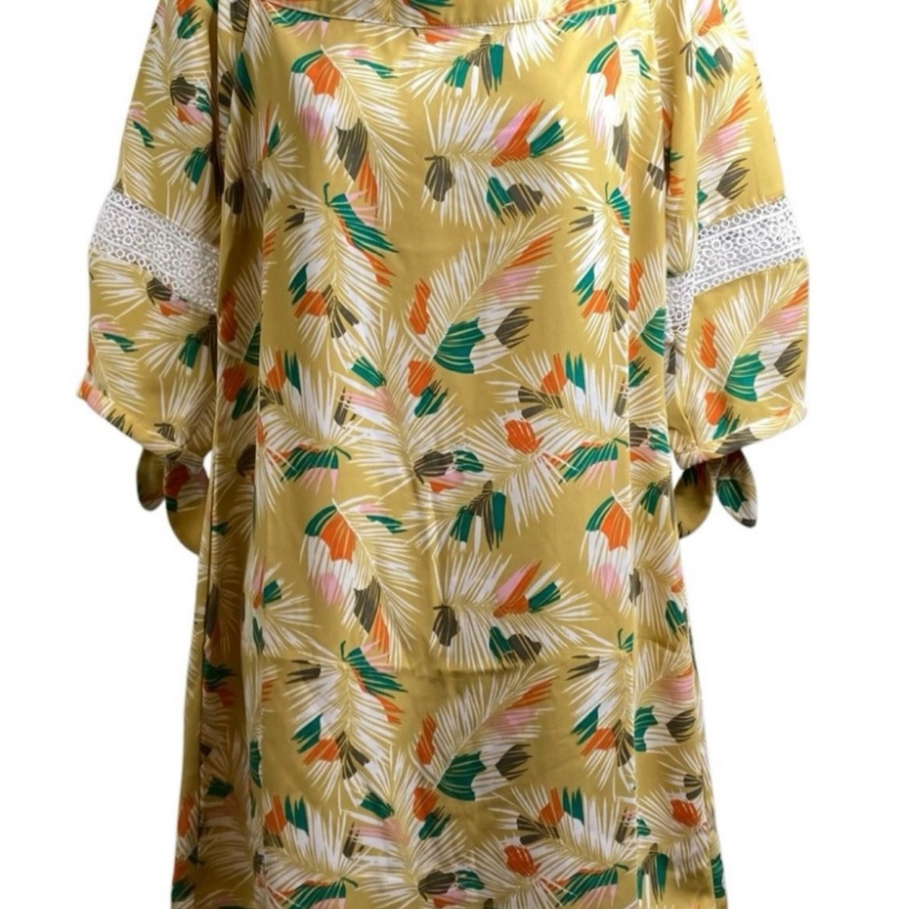 Banana Republic Orange Green Oversized 3/4 Sleeve Tunic
